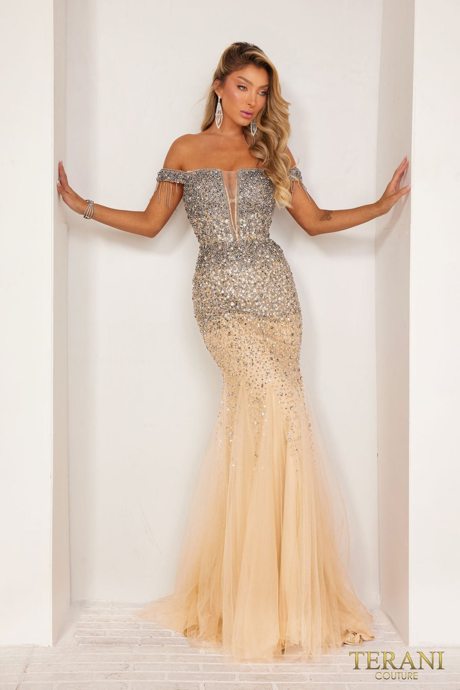 Prom Dresses Bodycon Long Prom Dress Gunmetal Nude