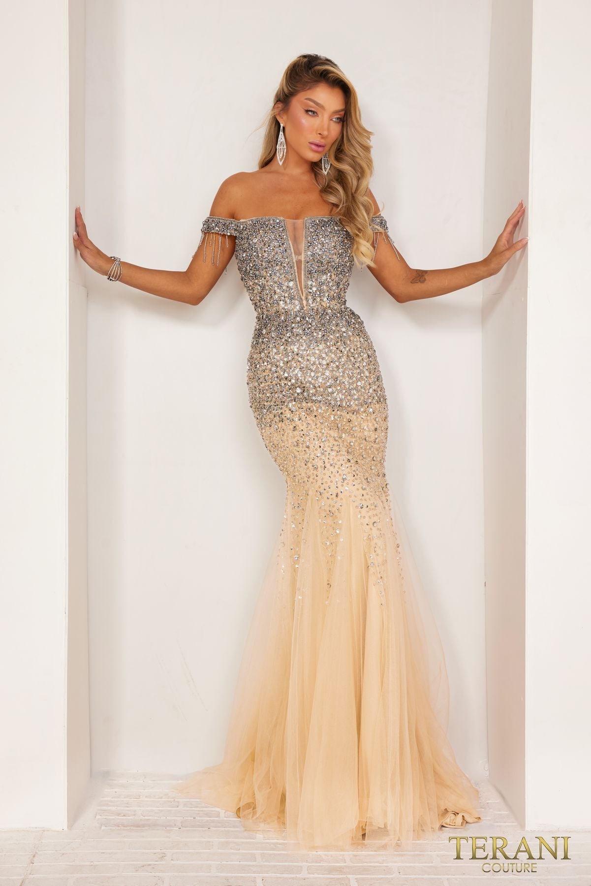 Prom Dresses Bodycon Long Prom Dress Gunmetal Nude