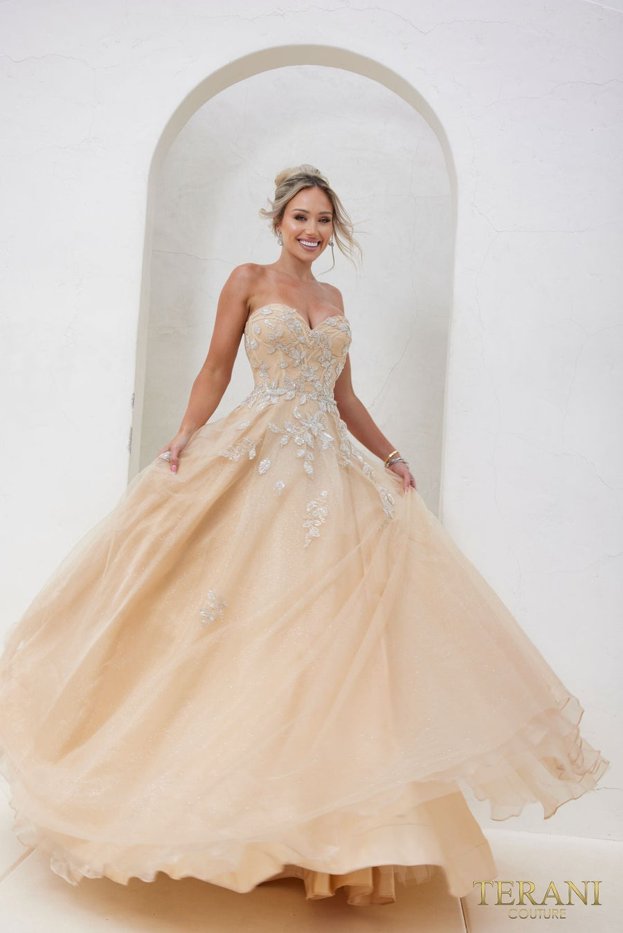 Prom Dresses Glitter Dress Prom Ballgown Champagne