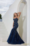 Prom Dresses Fitted Formal Beaded Long Prom Dress Navy