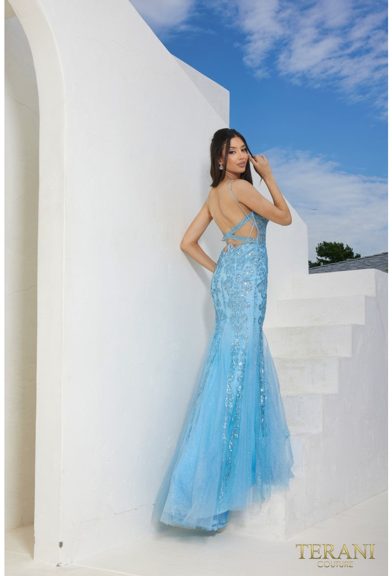 Prom Dresses Beaded Long Formal Prom Dress Blue