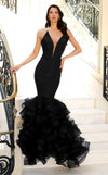 Prom Dresses Long Mermaid Formal Ruffle Prom Dress Black