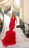 Prom Dresses Long Mermaid Formal Ruffle Prom Dress Red