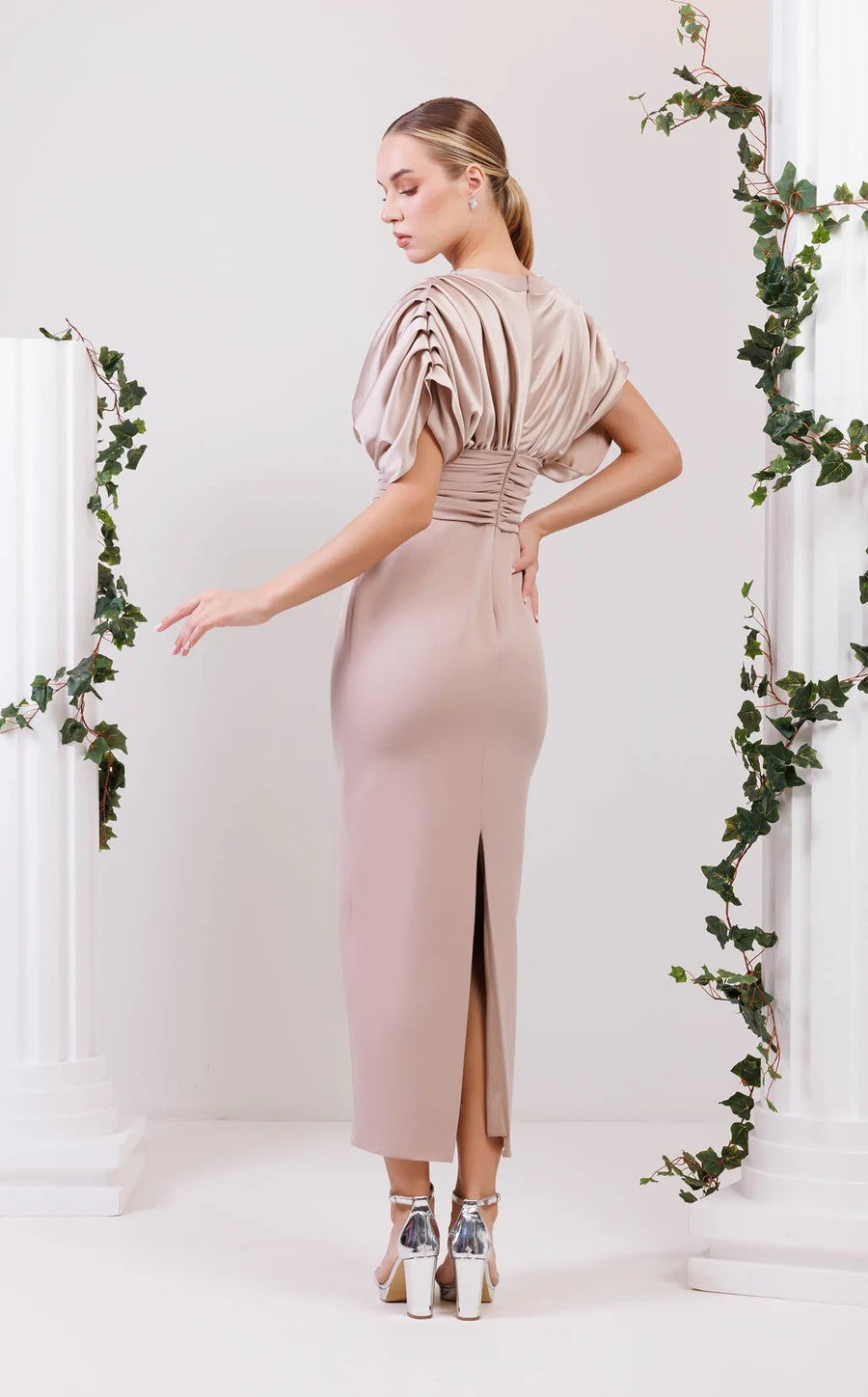 Formal Dresses Long Formal Fitted Dress Beige