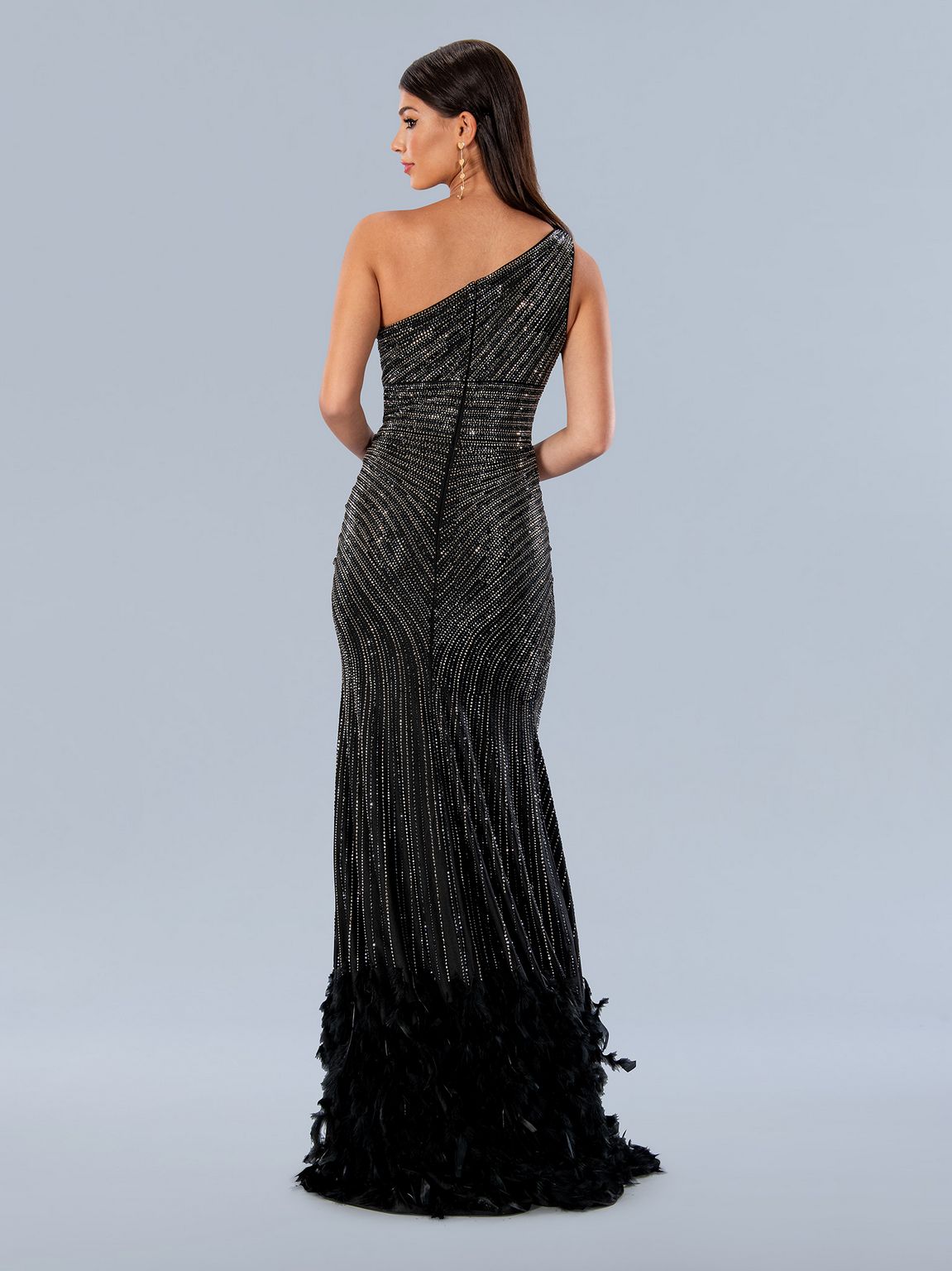 Prom Dresses Long Fitted Formal Prom Feather Dress Black