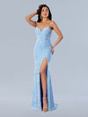 Prom Dresses Fitted Sequin Prom Long Formal Dress Blue