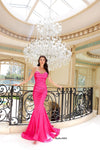 Prom Dresses Fitted Mermaid Long Formal Prom Dress  Neon Pink