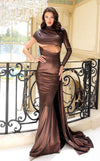 Prom Dresses Prom Fitted Long Formal Evening Dress Brown