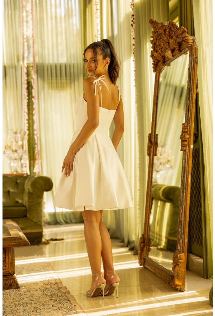 Cocktail Dresses Short A Line Pleated Cocktail Dress  Ivory