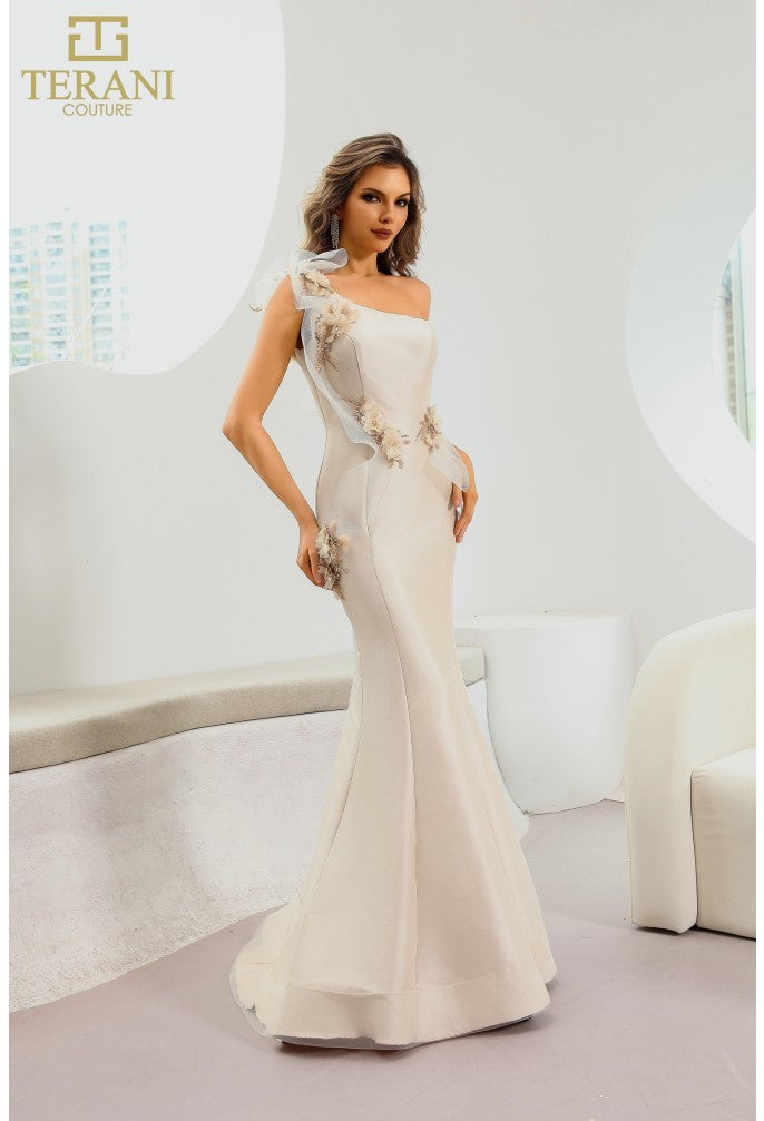 Prom Dresses Floral Mermaid Long Formal Prom Dress Champagne