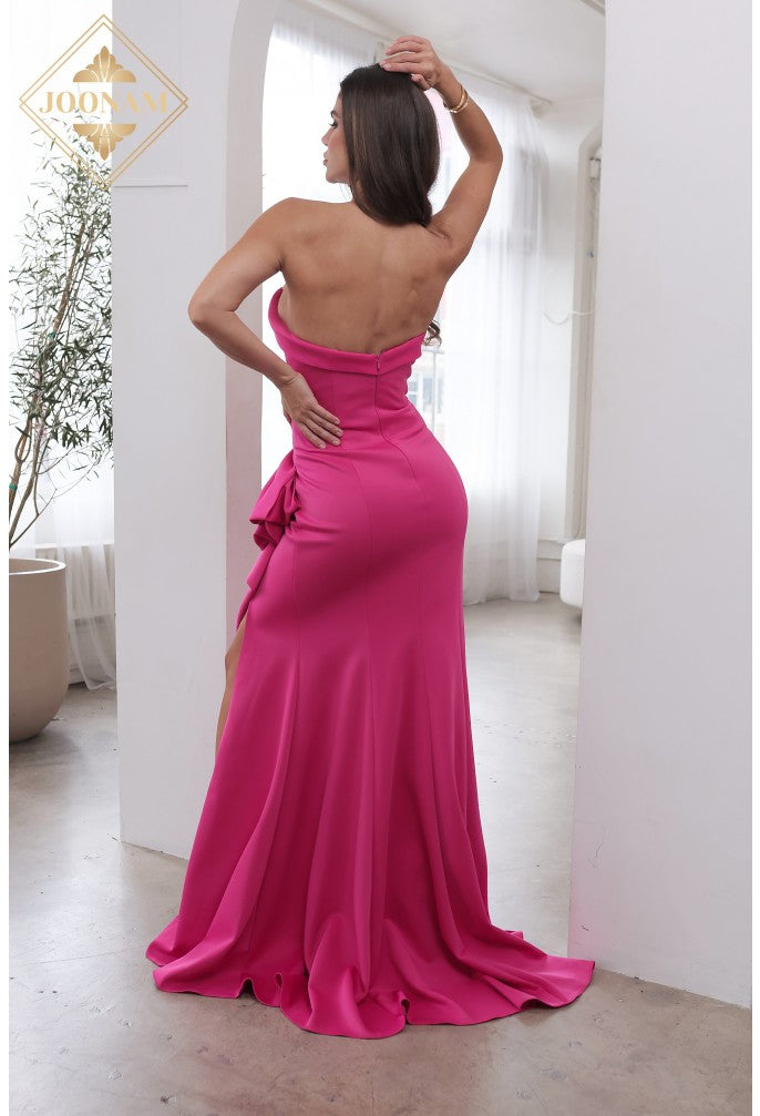 Prom Dresses Ruffle Long Prom Formal Dress Fuchsia