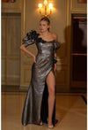 Prom Dresses Metallic Long Evening Formal Prom Dress Mercury