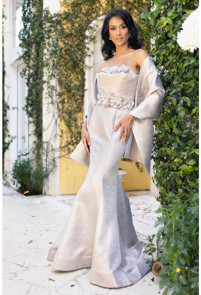 Formal Dresses Long 3D Ball Gown Formal Prom Dress Taupe