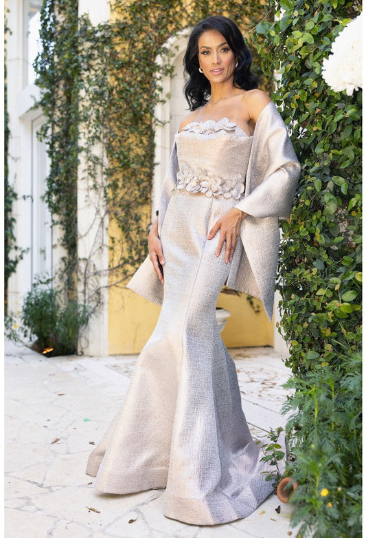 Formal Dresses Long 3D Ball Gown Formal Prom Dress Taupe