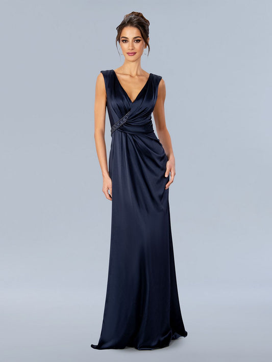 Formal Dresses Long Formal Drape Prom Dress Navy