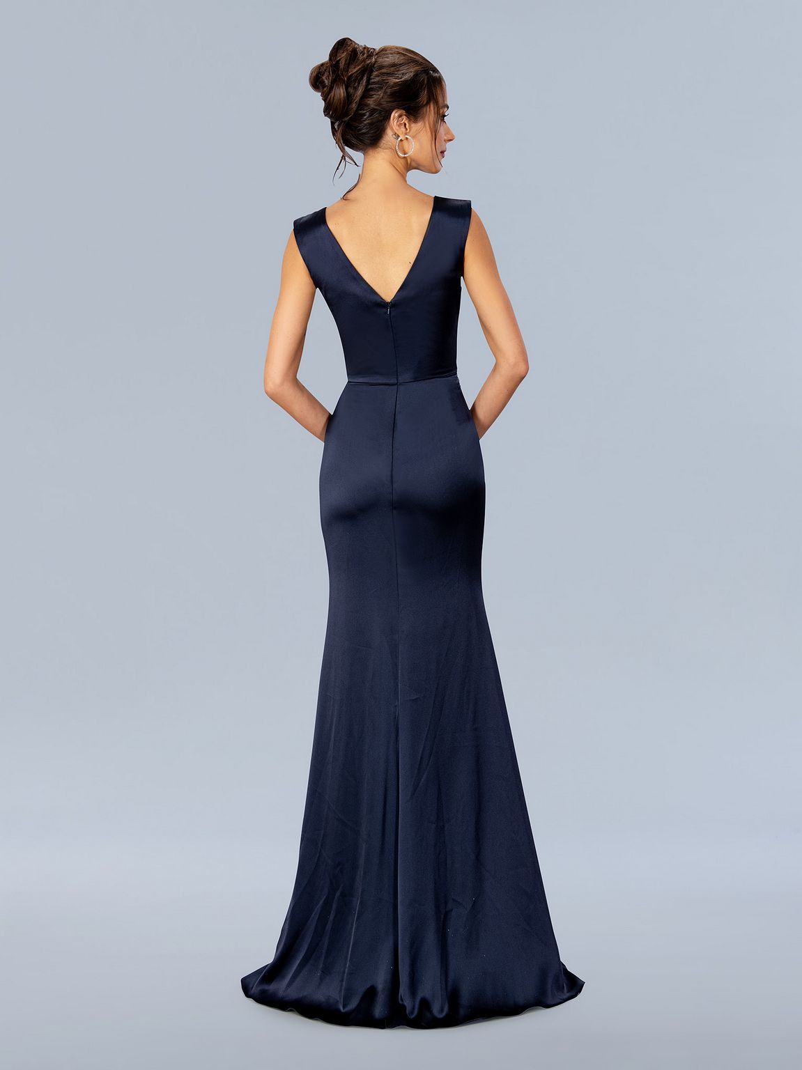 Formal Dresses Long Formal Drape Prom Dress Navy