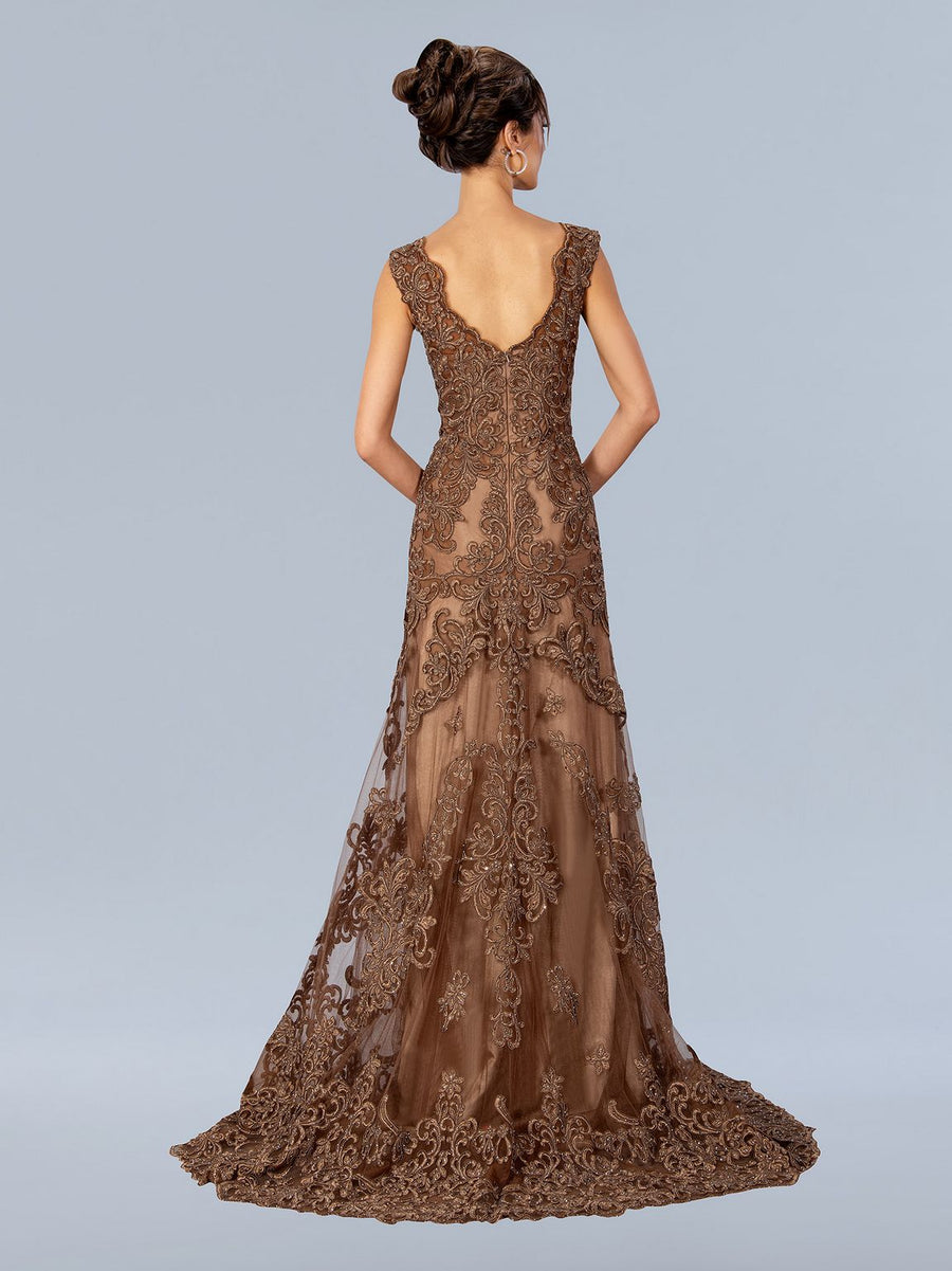 Formal Dresses Long Formal Embroidered Prom Dress Mocha