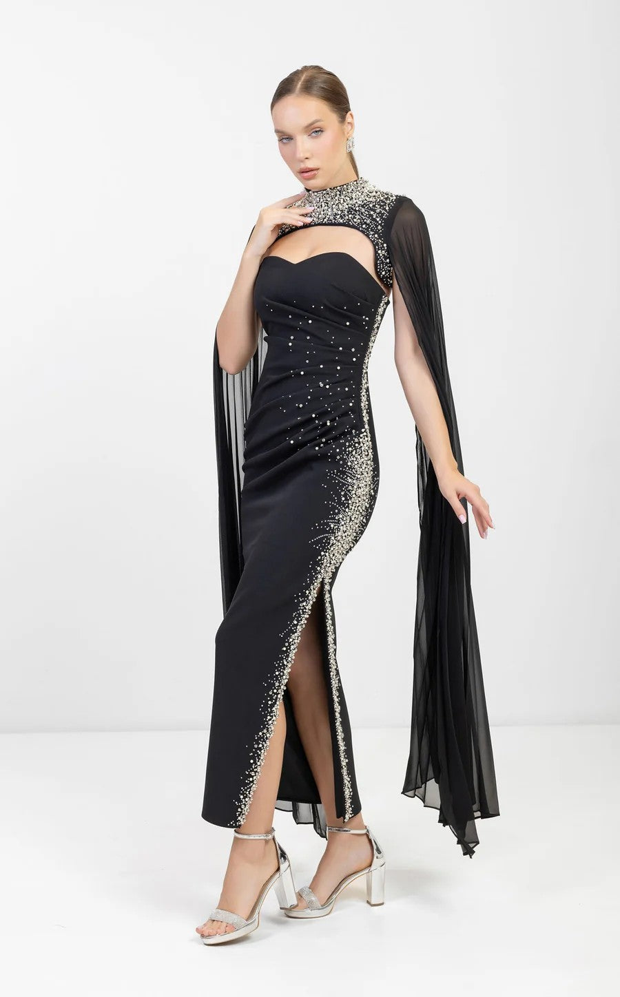 Prom Dresses Long Fitted Formal Prom Slit Dress Black
