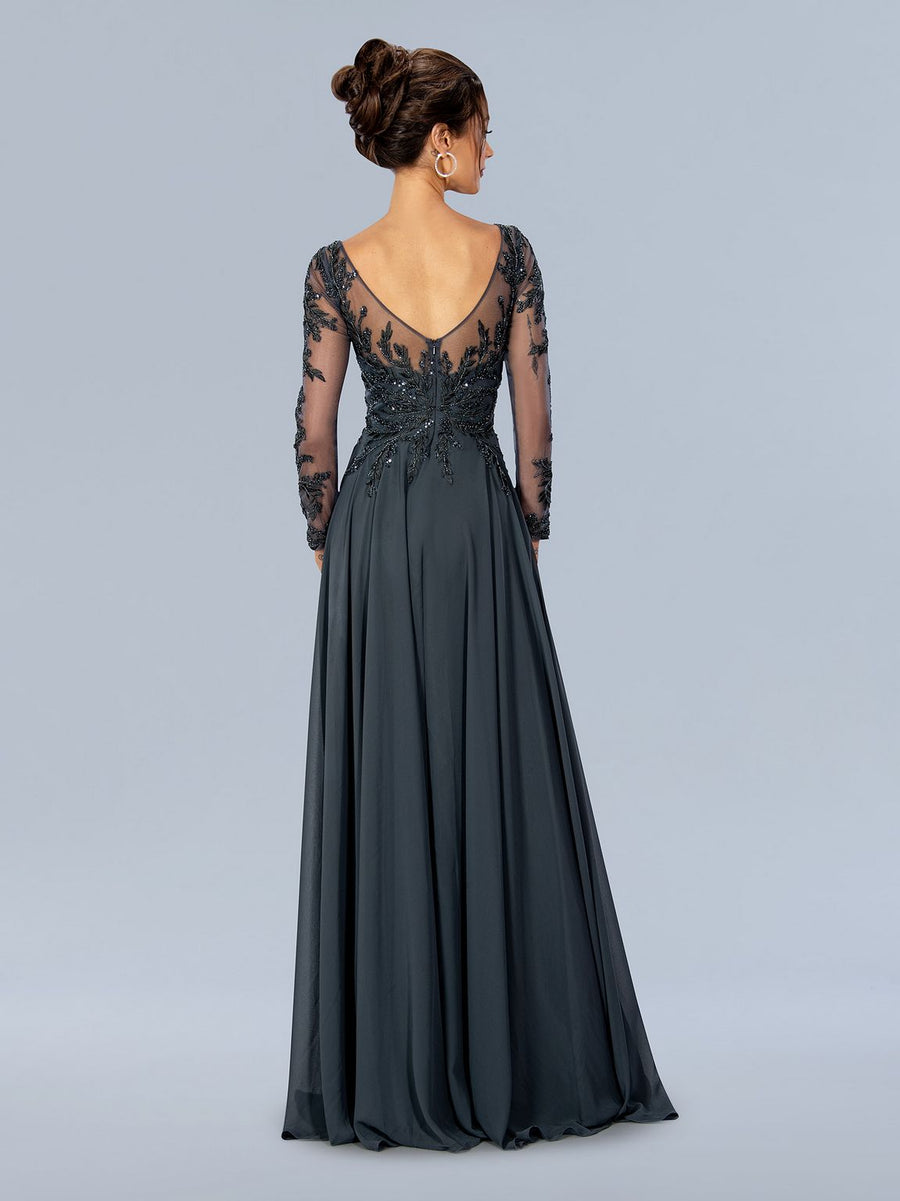 Mother of the Bride Dresses Formal Long Sleeve Mother of the Bride Dress Charcoal