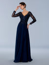 Mother of the Bride Dresses Formal Long Sleeve Mother of the Bride Dress Navy