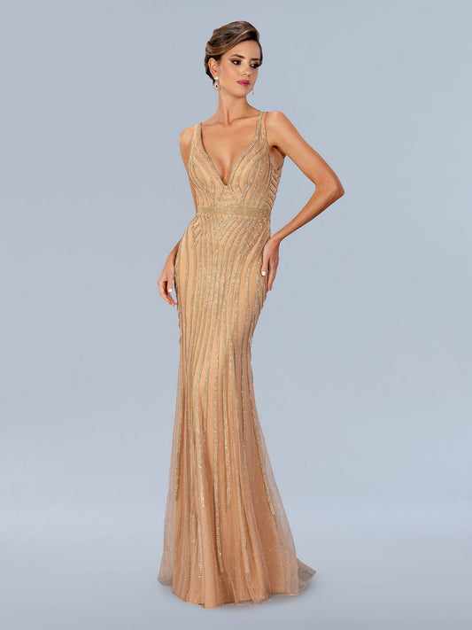 Formal Dresses Formal Long Prom Glitter Dress Gold
