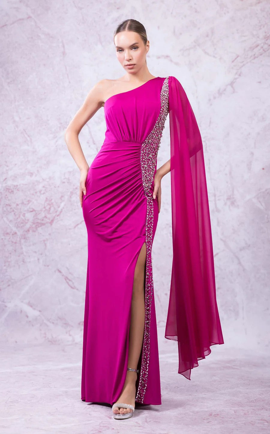 Prom Dresses Long Slit Formal Prom Dress Fuchsia
