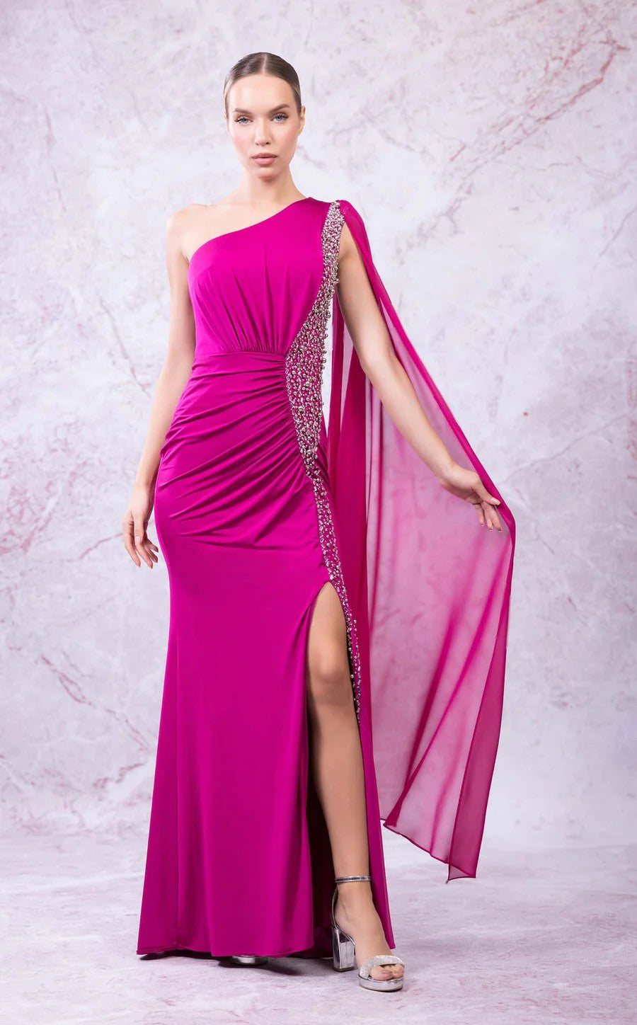 Prom Dresses Long Slit Formal Prom Dress Fuchsia