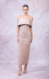 Prom Dresses Fitted Long Formal Floral Prom Dress Beige