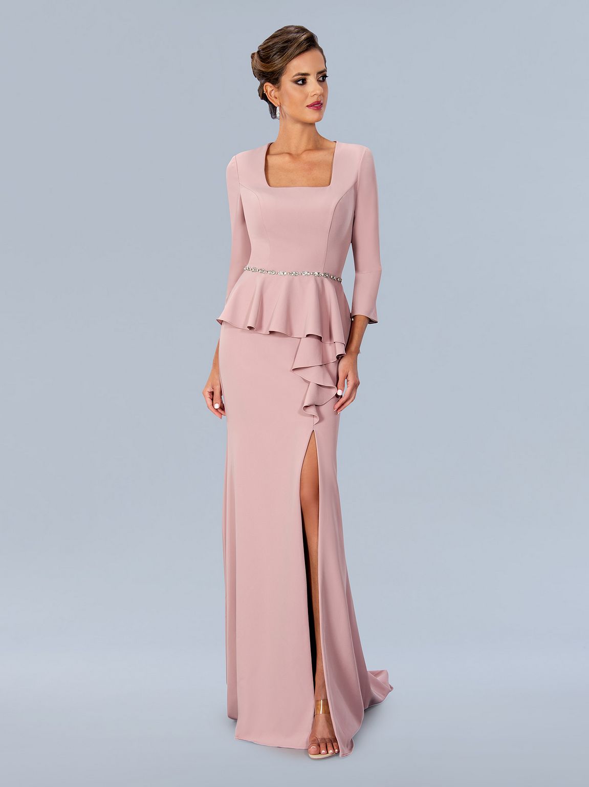 Mother of the Bride Dresses Long Formal Peplum Mother of the Bride Dress Rose