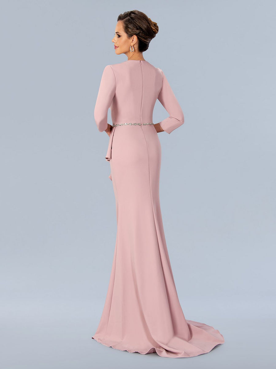 Mother of the Bride Dresses Long Formal Peplum Mother of the Bride Dress Rose