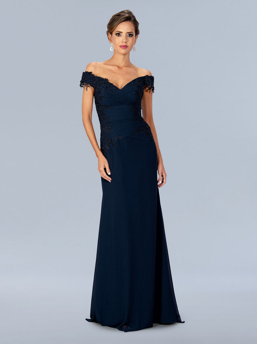 Mother of the Bride Dresses Long Formal Pleated Mother of the Bride Dress Navy