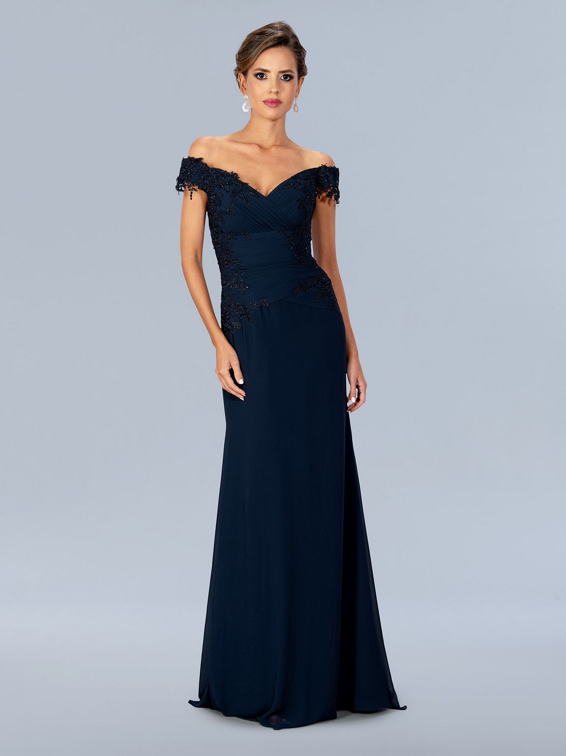 Mother of the Bride Dresses Long Formal Pleated Mother of the Bride Dress Navy