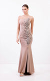 Prom Dresses Long Formal Prom Fitted Dress Beige