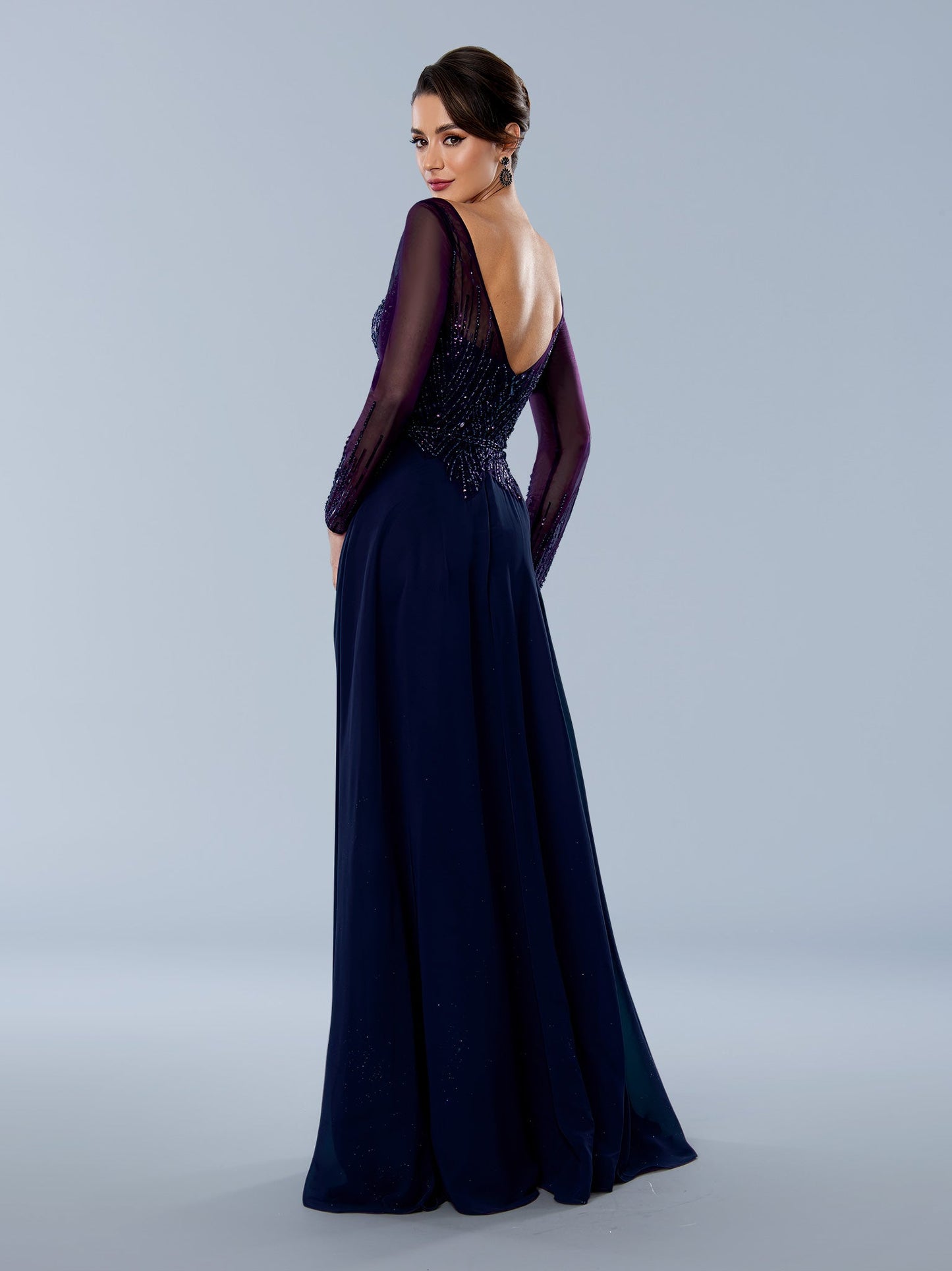 Formal Dresses Long Sleeve Formal Evening Dress Navy