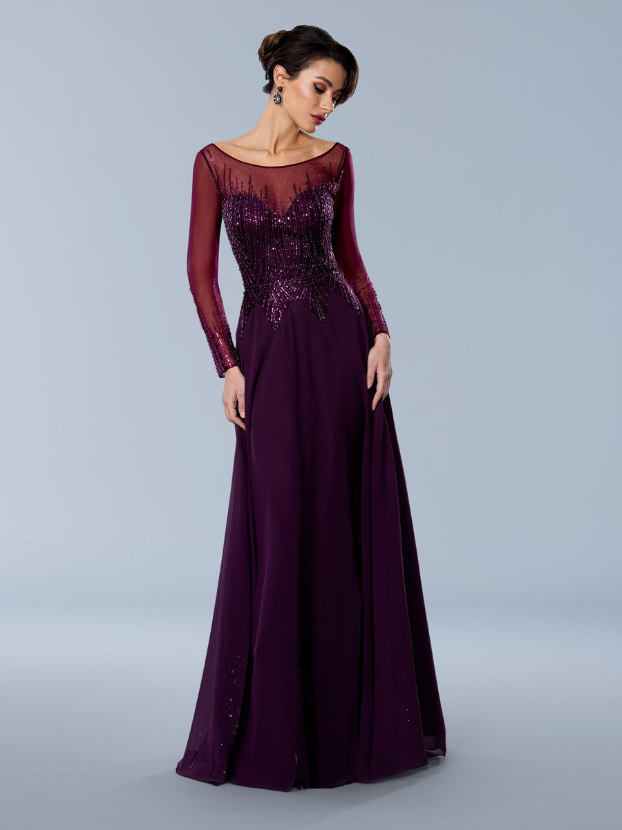 Formal Dresses Long Sleeve Formal Evening Dress Wine