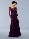 Formal Dresses Long Sleeve Formal Evening Dress Wine