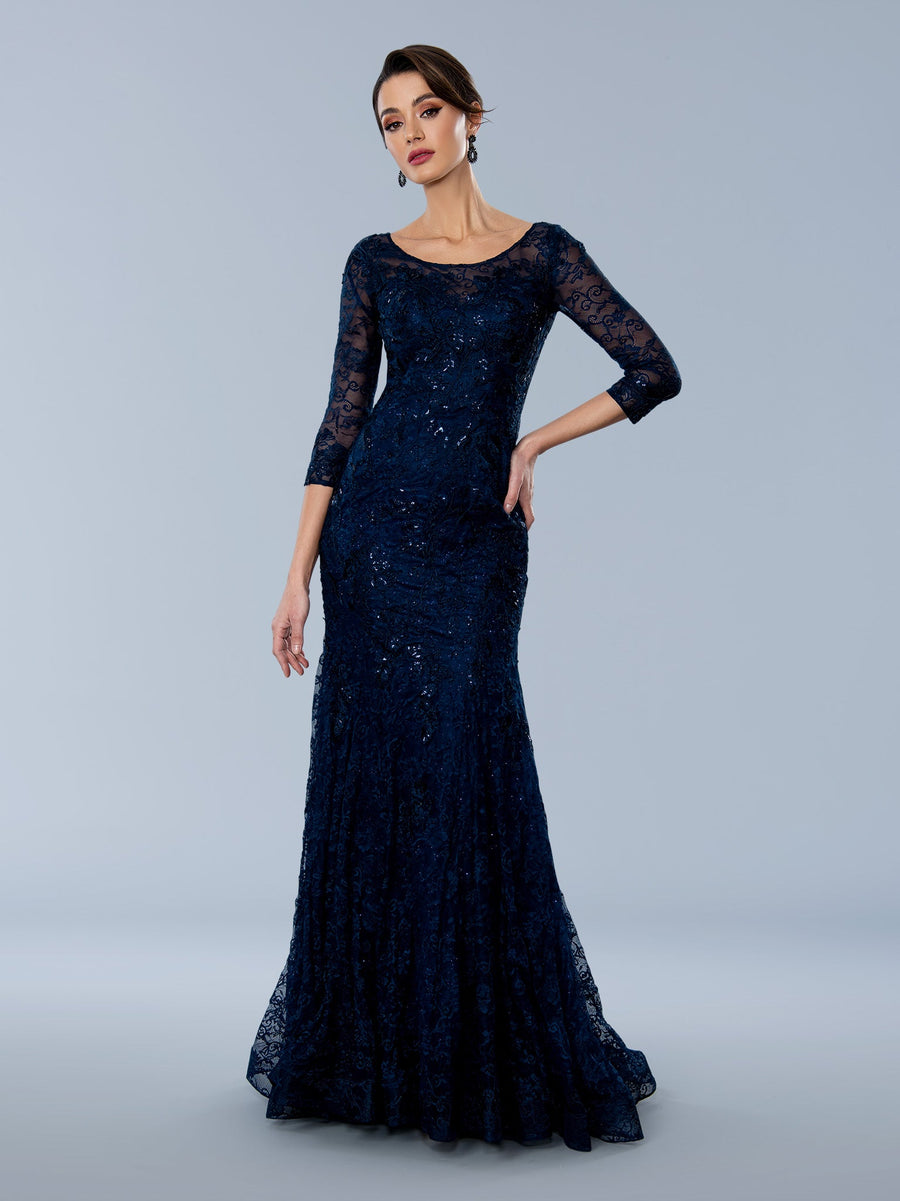 Formal Dresses Long Formal Lace Evening Dress Navy