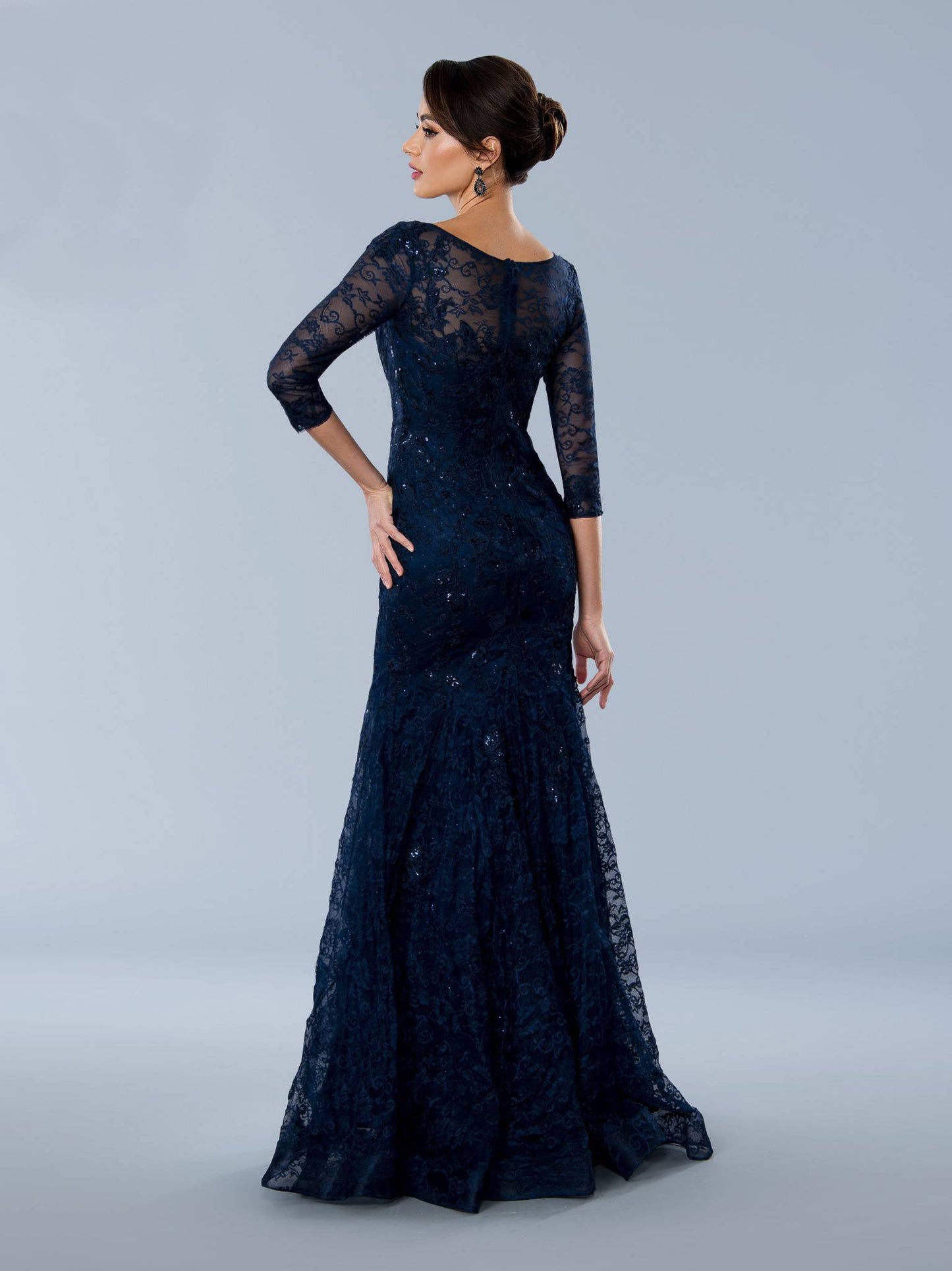 Formal Dresses Long Formal Lace Evening Dress Navy