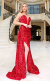 Prom Dresses Prom Velvet Sequin Formal Dress Red