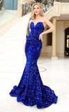 Prom Dresses Fitted Long Prom Velvet Formal Evening Dress Royal