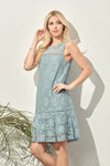 Cocktail Dresses Short Sleeveless Drop Waist Crochet Dress Dusty Sage