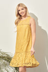 Cocktail Dresses Short Sleeveless Drop Waist Crochet Dress Mustard