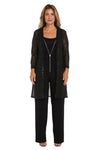 Pant Suit Three Piece Sequin Jacket Pant Set  Black