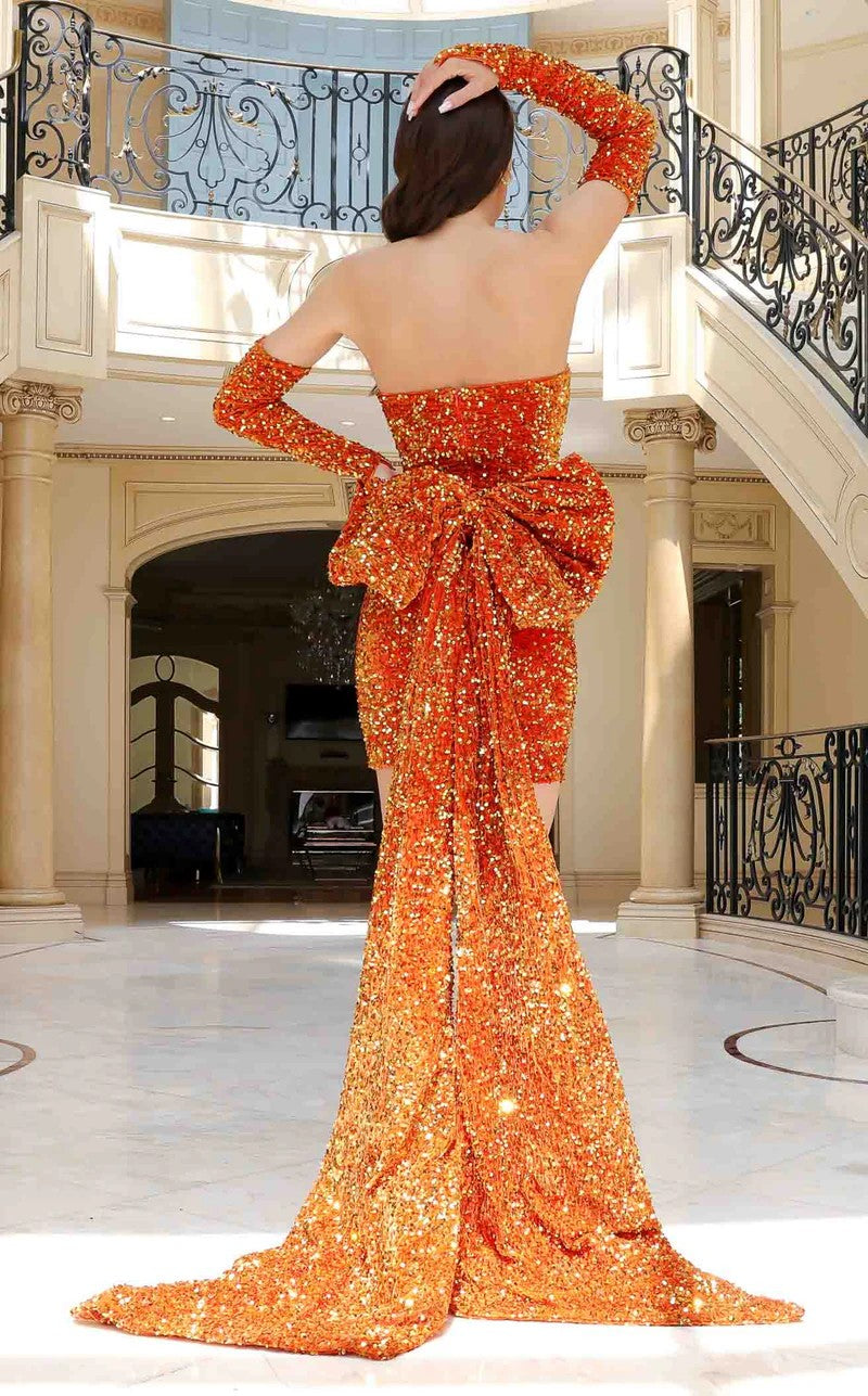 Cocktail Dresses Short Sequin Overskirt Cocktail Velvet Dress Orange