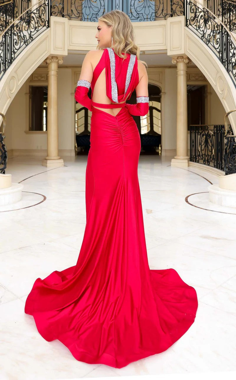 Prom Dresses Prom Long Slit Beaded Formal Dress Red