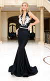 Prom Dresses Beaded Applique Long Formal Mermaid Prom Dress Black