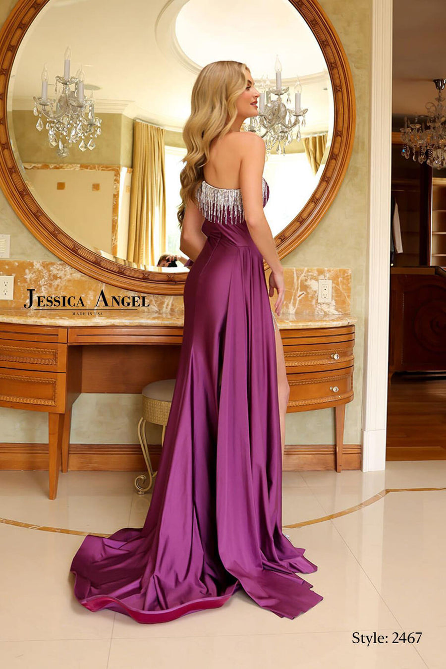 Prom Dresses Prom Long Fitted Fringe Slit Formal Dress Mauve