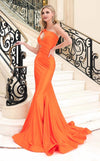 Prom Dresses Prom Fitted Long Formal Evening Dress Orange