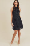 Cocktail Dresses Short Mock Neck Burn Out Velvet Dress Black