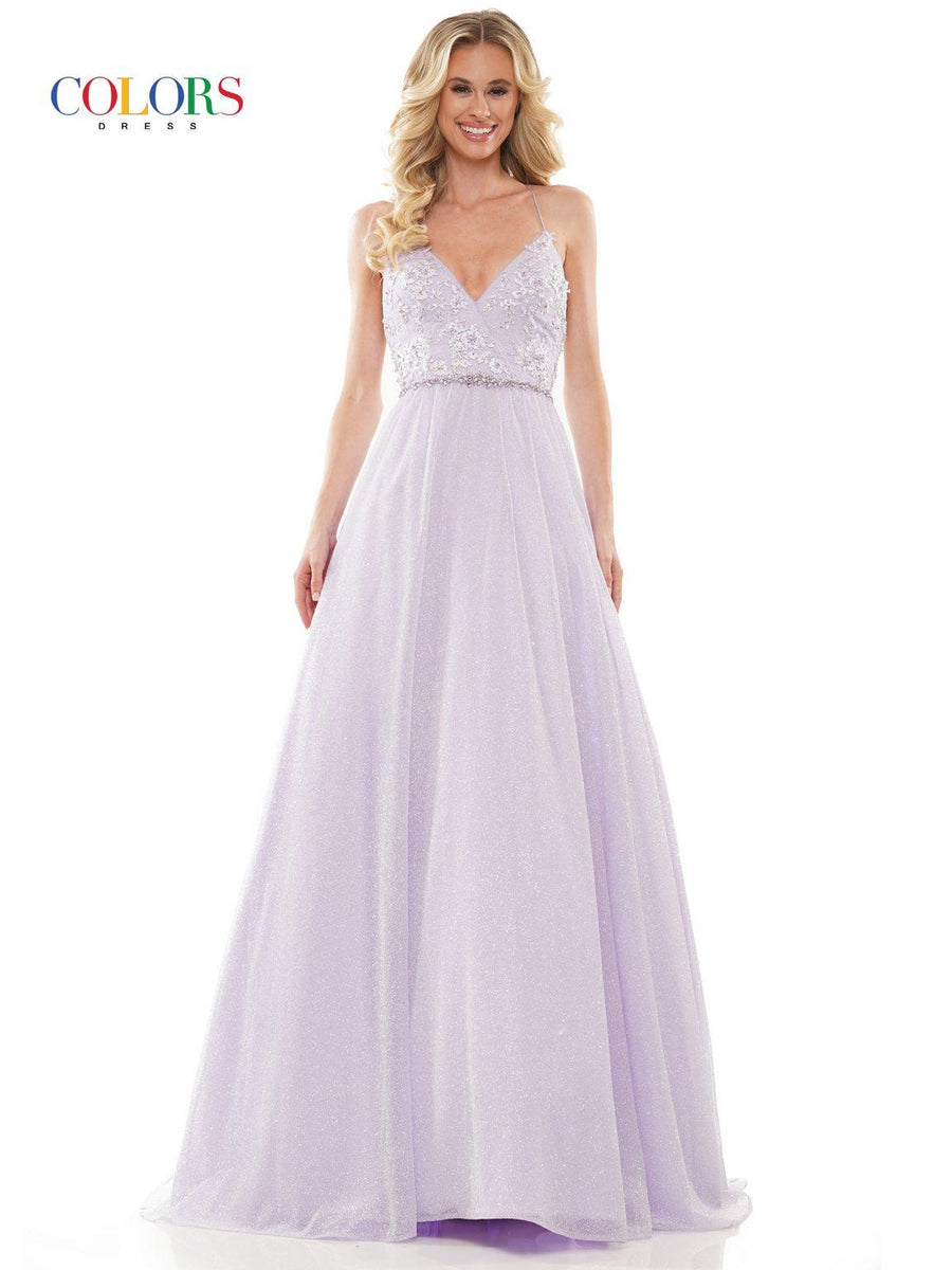 Colors 2480 Colors Long Formal Glitter Mesh Prom Dress